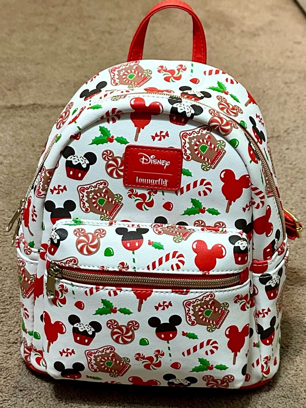 Disney Loungefly Gingerbread Mickey Mouse Christmas Treats Backpack